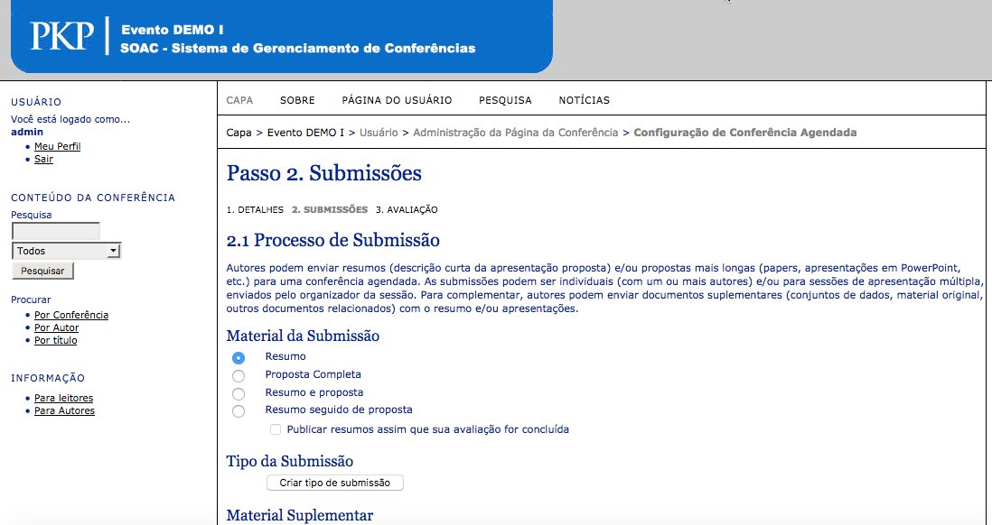 Página de Submissão de Trabalhos